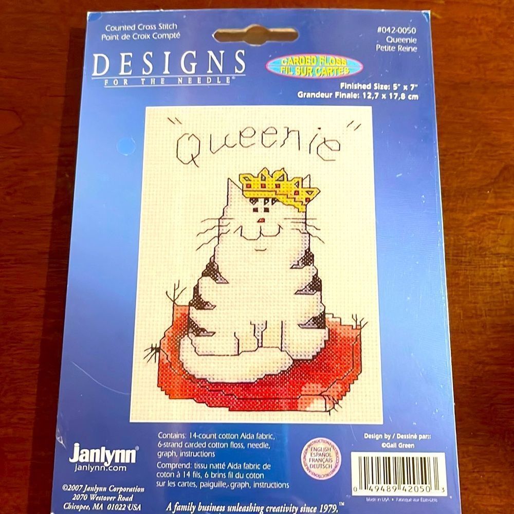 Janlynn Counted Cross Stitch Kit QUEENIE NEW Unopened Cat Finished Size …